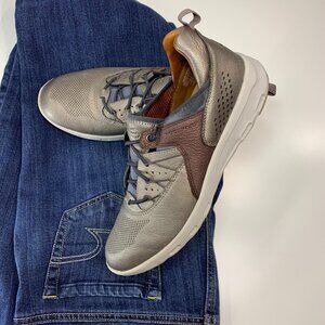 Rockport, Leather Upper Metallic Lace up sneakers, Women's size 9.5